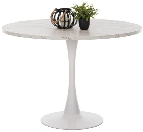 ΤΡΑΠΕΖΙ ΤΡΑΠΕΖΑΡΙΑΣ ROLLO HM9422.01 ΣΤΡΟΓΓΥΛΟ WHITE MARBLE Φ120x74Yεκ.