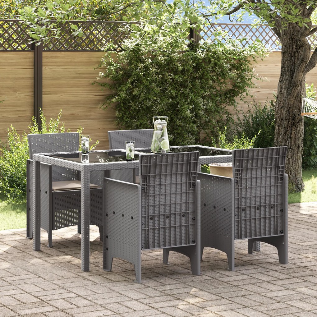 vidaXL Καρέκλες Κήπου με Μαξιλάρια 4 pcs Ανοιχτό γκρι 53 x 49 x 85 εκ.