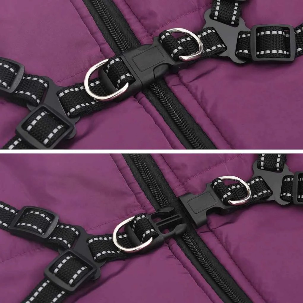 vidaXL Μπουφάν Σκύλου με ιμάντα Μοβ 5XL Φλις και Πολυεστέρας