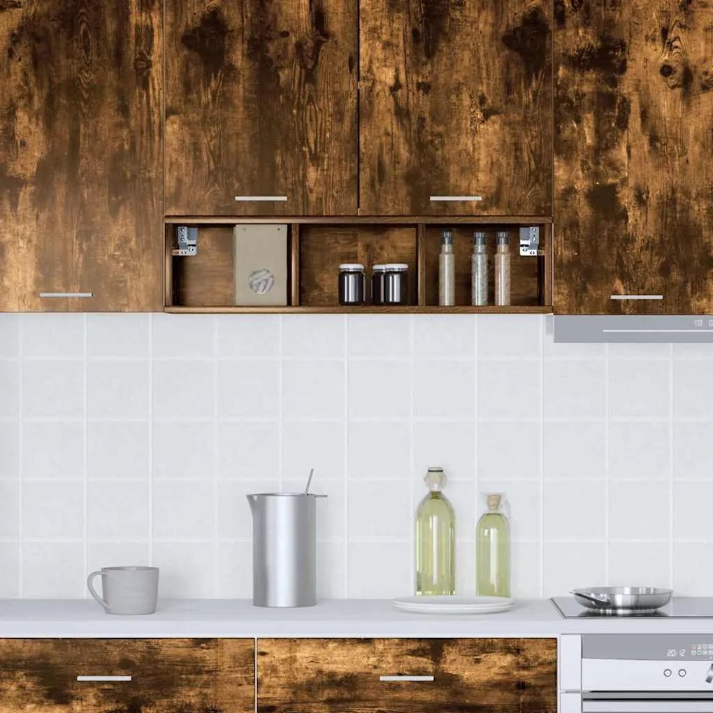 vidaXL Κρεμαστό ντουλάπι Καπνιστό Δρύς 20 x 29,5 x 80 εκ.