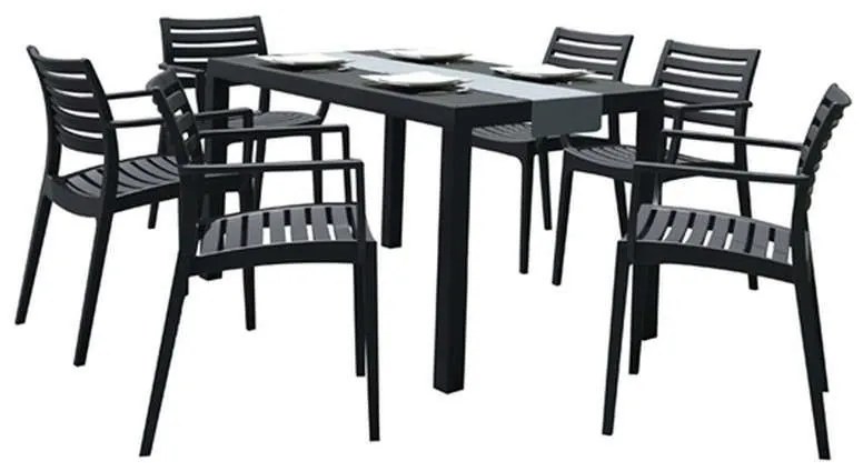 Τραπεζαρία Σετ 7Τμχ Ares/Artemis 20.9998 140X80cm Black 6 Θέσεων
