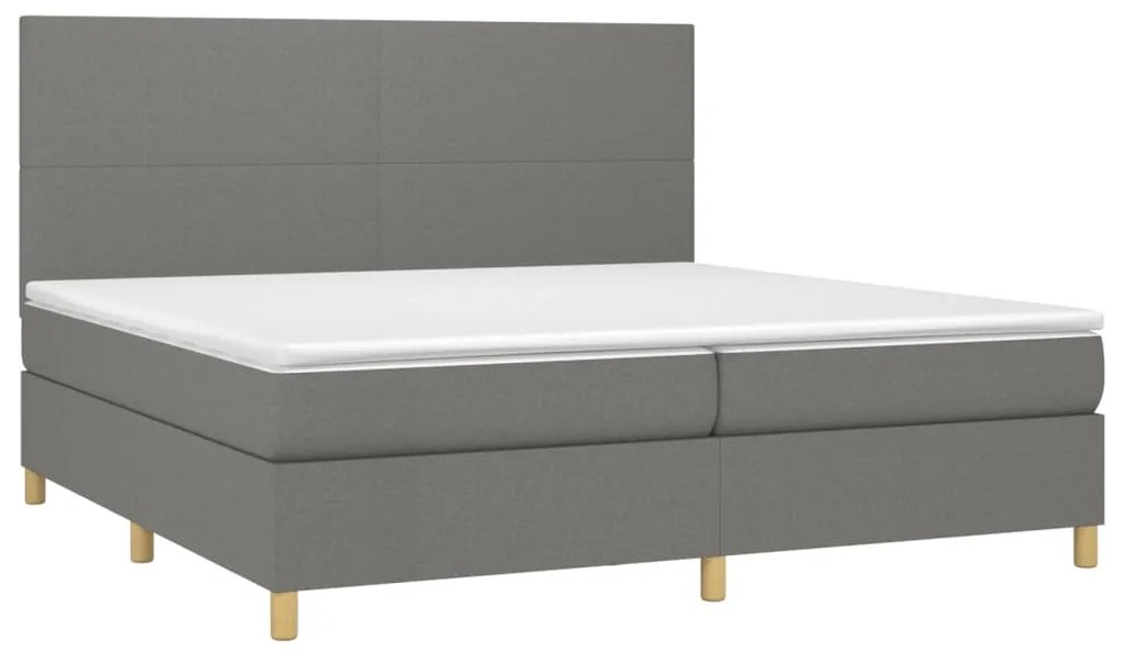 vidaXL Κρεβάτι Boxspring με Στρώμα Σκούρο Γκρι 200x200 εκ. Υφασμάτινο