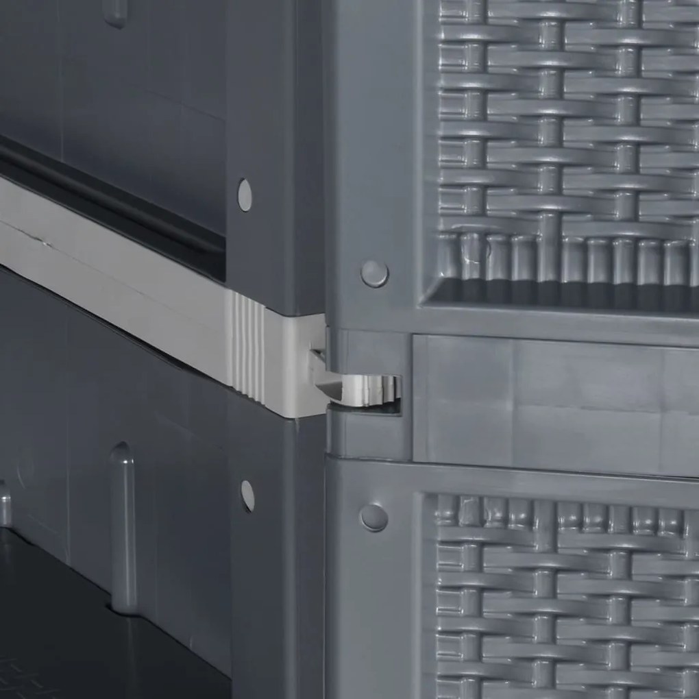 vidaXL Ντουλάπι Αποθήκευσης Κήπου Γκρι 65x45x172 εκ. από Ρατάν PP