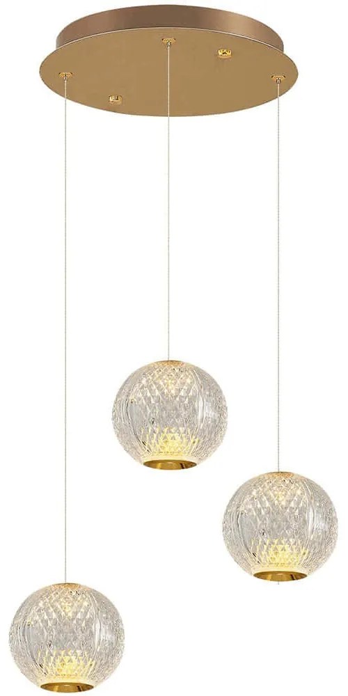 Φωτιστικό Οροφής 414LRC1382 Φ30x120cm Led 1500lm 5W 3000K Gold Opviq