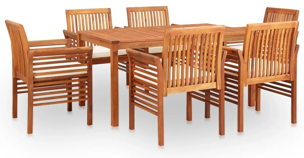 vidaXL Σετ Τραπεζαρίας Εξ. Χώρου 7 τεμ Μασίφ Ξύλο Ακακίας με Μαξιλάρια