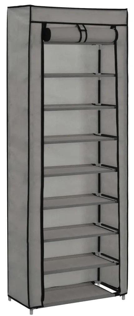 vidaXL Παπουτσοθήκη με Κάλυμμα Γκρι 57 x 29 x 162 εκ. Υφασμάτινη