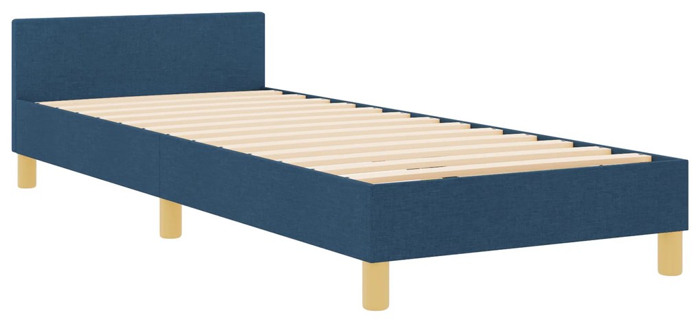vidaXL Σκελετός Κρεβατιού με κεφαλάρι Μπλε 90 x 200 cm ύφασμα