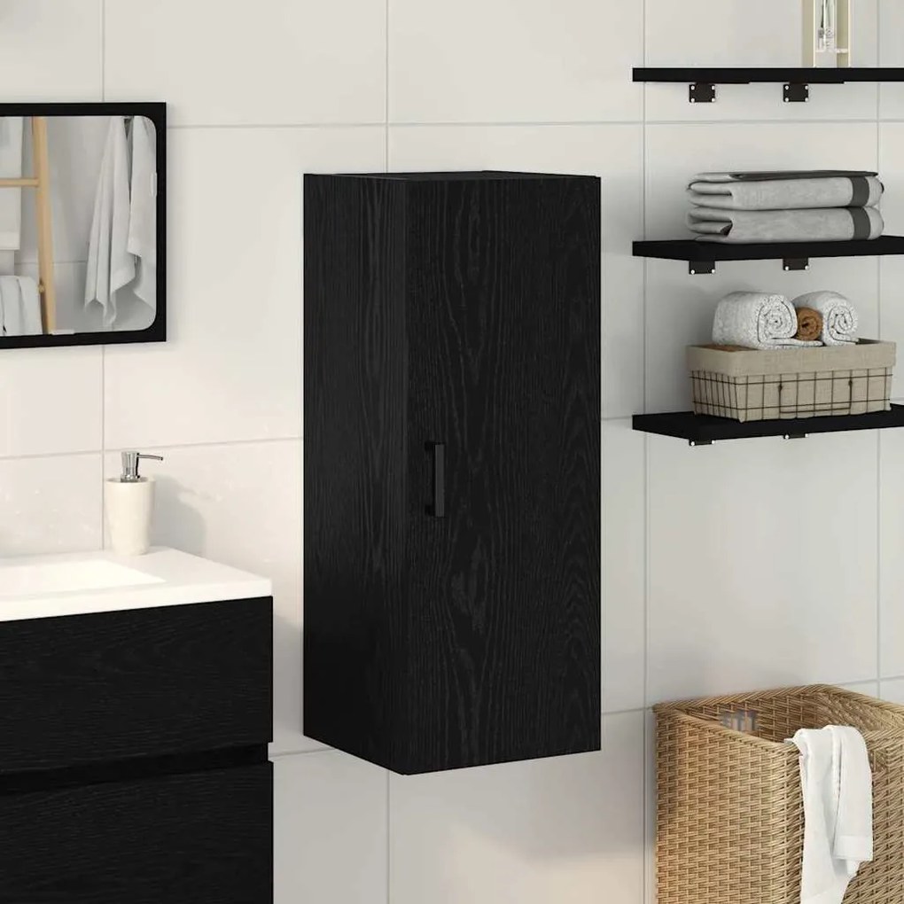 vidaXL Ντουλάπι Τοίχου Μαύρο Δρυς 34,5x34x90 εκ. από Τεχνητό Ξύλο