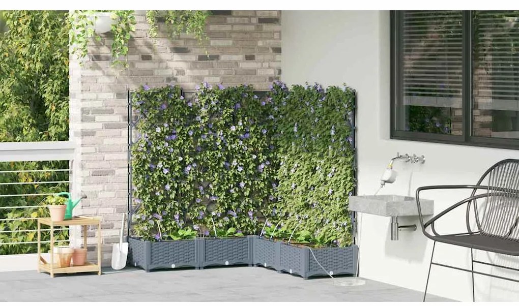 vidaXL Ζαρντινιέρες κήπου Ανοιχτό γκρι 120 x 120 x 126 cm Ατσάλι