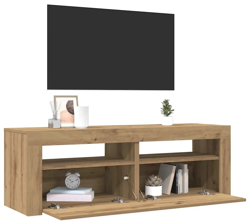 vidaXL Έπιπλο Τηλεόρασης με LED Αρτισιανή Δρυς 120x35x40 εκ Επεξ.Ξύλο