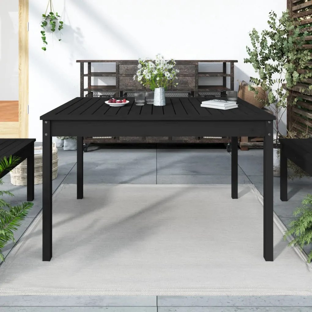 vidaXL Τραπέζι Κήπου Μαύρο 121x82,5x76 εκ. από Μασίφ Ξύλο Πεύκου