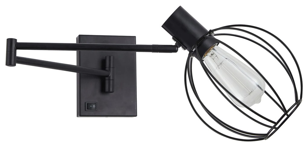 SE21-BL-52-GR2 ADEPT WALL LAMP Black Wall Lamp with Switcher and Black Metal Grid+ HOMELIGHTING 77-8382