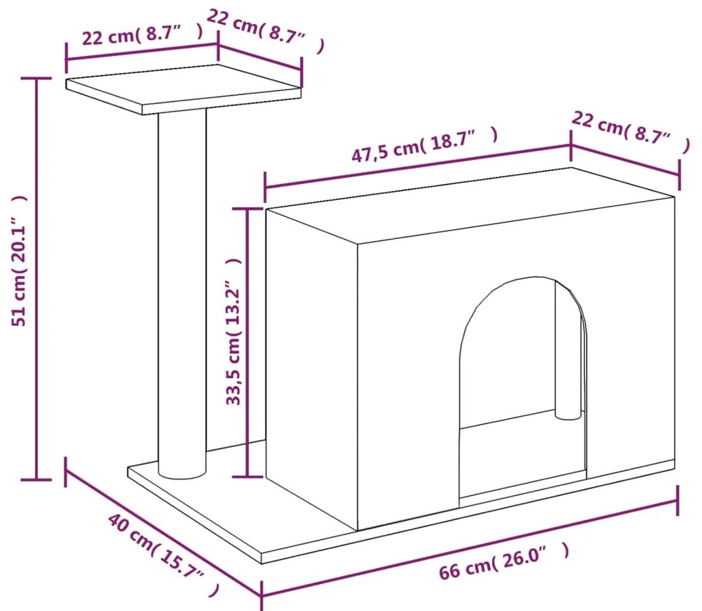 vidaXL Γατόδεντρο Σκούρο Γκρι 51 εκ. με Στύλους Ξυσίματος από Σιζάλ