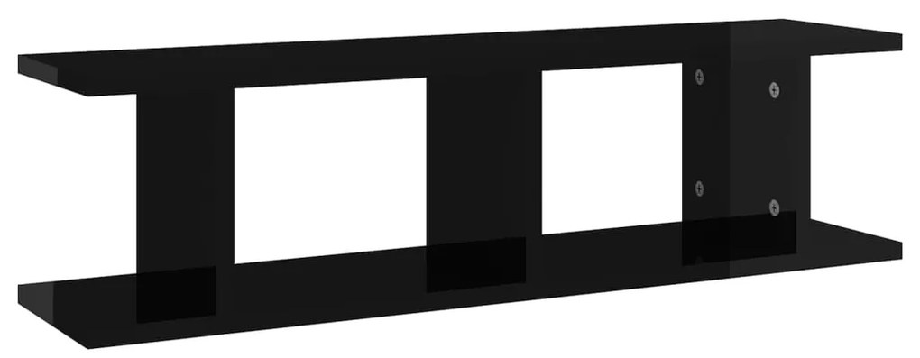 vidaXL Ραφιέρες Τοίχου 2 τεμ. Γυαλιστερό Μαύρο 75x18x20 εκ. Επεξ. Ξύλο