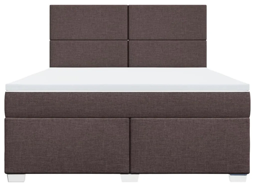 Κρεβάτι Boxspring με Στρώμα Σκούρο Καφέ 180x200 εκ Υφασμάτινο - Καφέ