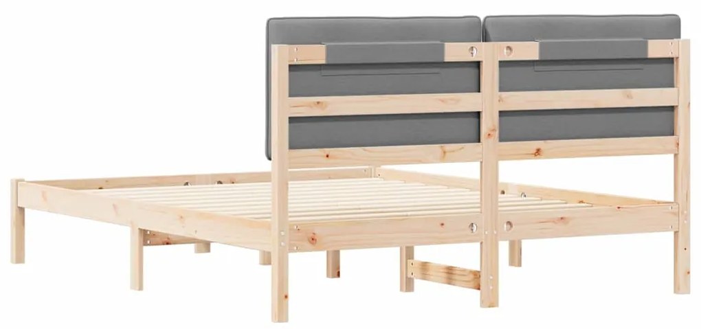 vidaXL Σκελετός Κρεβατιού με Επενδεδυμένο Κεφαλάρι Ανοιχτό γκρι