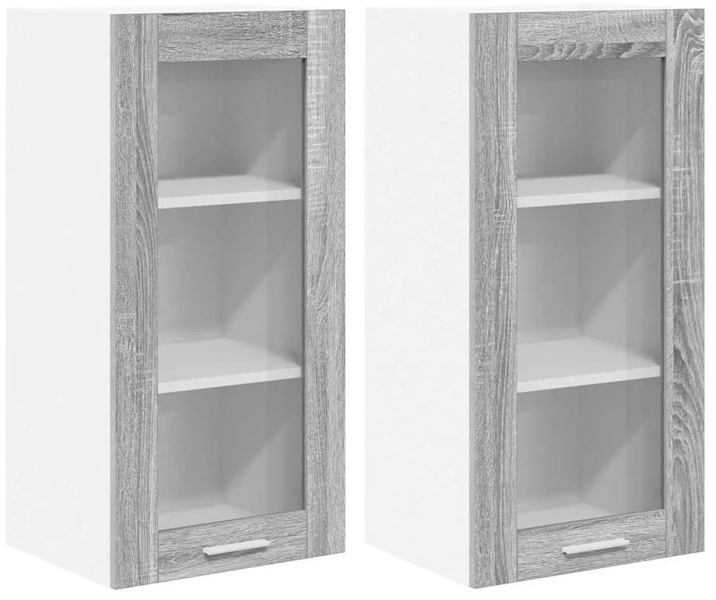 vidaXL Κρεμαστό ντουλάπι με πόρτα 2 pcs Γκρίζο Σονομα 40 x 31 x 80 εκ.