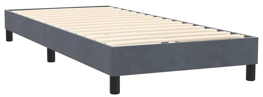 vidaXL Κρεβάτι Boxspring με Στρώμα & LED Σκούρο Γκρι 100x210 εκ. Βελούδινο
