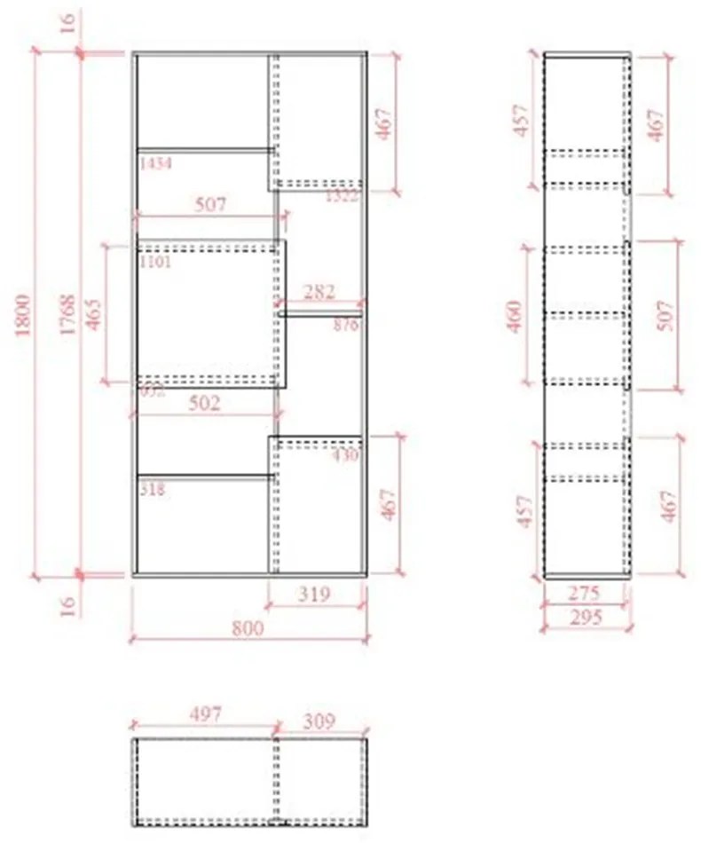 BOX ΒΙΒΛΙΟΘΗΚΗ SONOMA ΛΕΥΚΟ 80x30xH180cm