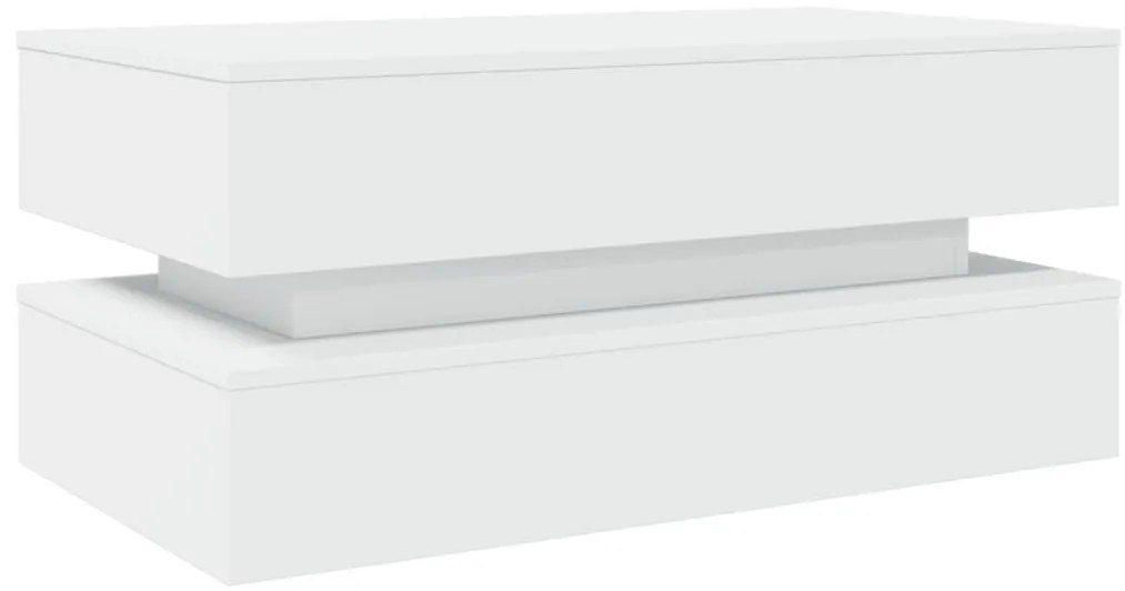 vidaXL Τραπεζάκι Σαλονιού με LED Λευκό 90 x 50 x 40 εκ.