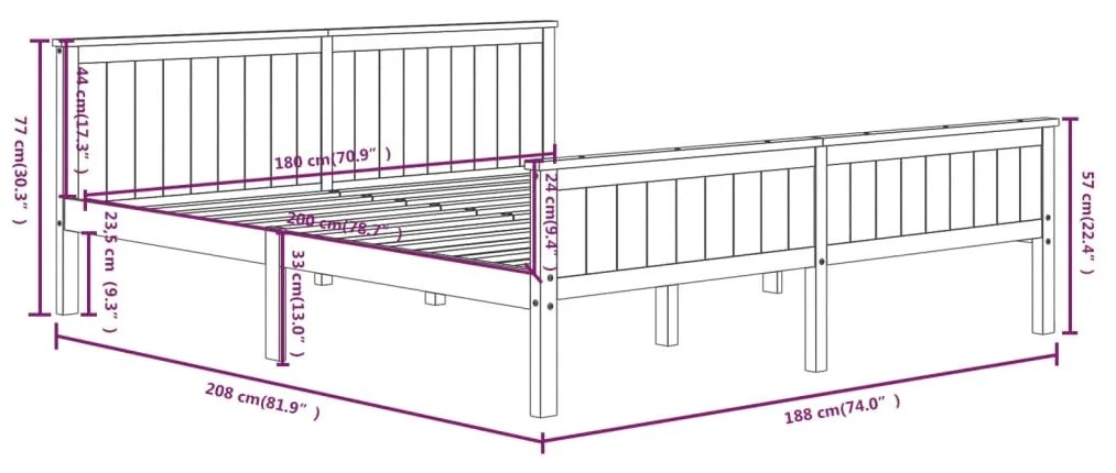 Πλαίσιο Κρεβατιού Σκούρο Καφέ 180 x 200 εκ. Μασίφ Ξύλο Πεύκου - Καφέ