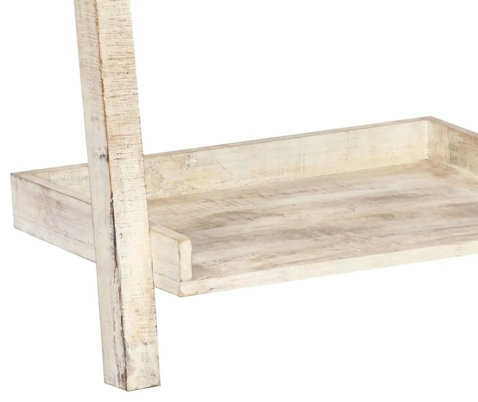 vidaXL Σκάλα Ραφιέρα Λευκή 75 x 37 x 205 εκ. από Μασίφ Ξύλο Μάνγκο