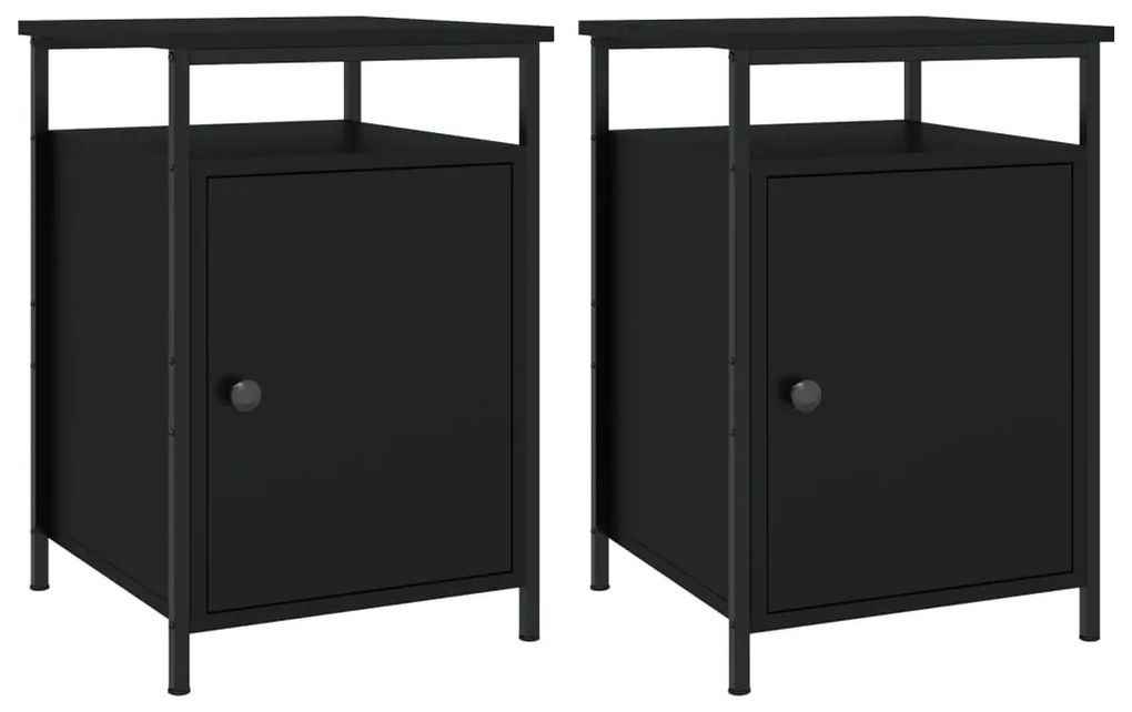vidaXL Κομοδίνα 2 τεμ. Μαύρα 40 x 42 x 60 εκ. από Επεξεργασμένο Ξύλο