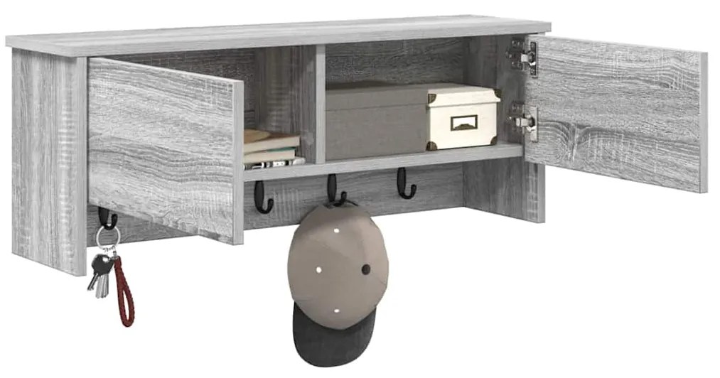 vidaXL Τοίχου Κρεμάστρα Γκρι sonoma 80 x 20 x 30 cm Επεξεργασμένο ξύλο
