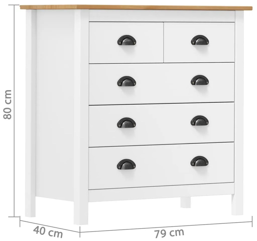 vidaXL Μπουφές Hill Λευκός 79x40x80 εκ. από Μασίφ Ξύλο Πεύκου