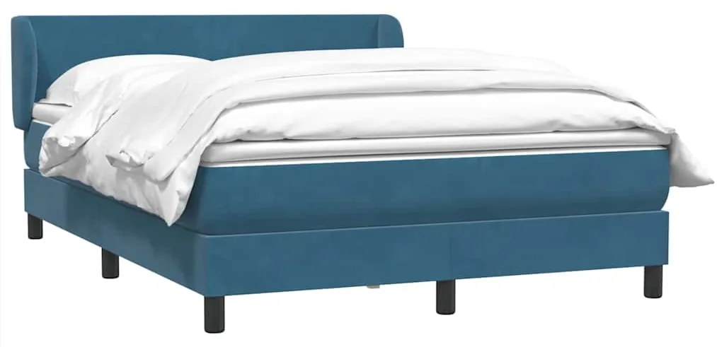 vidaXL Κρεβάτι Boxspring με Στρώμα Σκούρο Μπλε 140x210 εκ. Βελούδινο