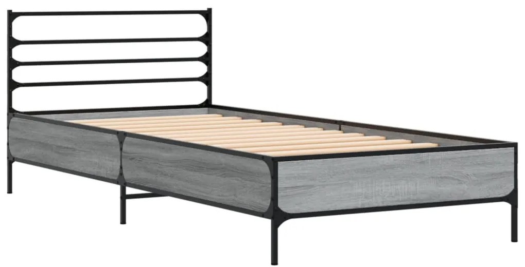 vidaXL Πλαίσιο Κρεβατιού Γκρι Sonoma 75x190 εκ. Επεξ. Ξύλο &amp; Μέταλλο