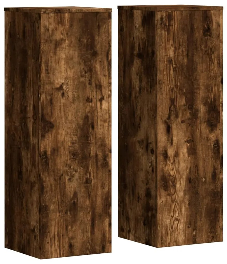 vidaXL Βάσεις Φυτών 2Τεμ. Καπνιστή Δρυς 33x33x100εκ Επεξεργασμένο Ξύλο