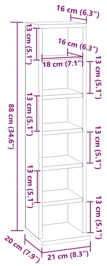 vidaXL Έπιπλο για CD Μαύρο 21 x 20 x 88 εκ. από Επεξεργασμένο Ξύλο