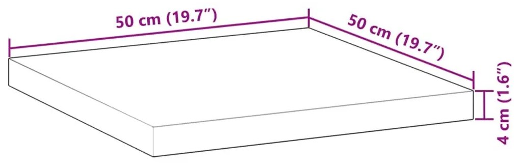 Επιφάνεια Τραπεζιού Τετράγωνη 50x50x4 εκ. Μασίφ Ξύλο Ακακίας - Καφέ