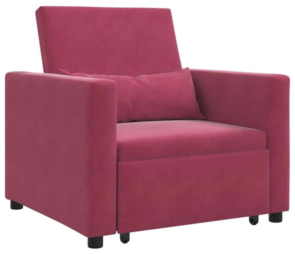 vidaXL Μονός καναπές-κρεβάτι Μπορντό 90 x 165 x 87 εκ. Βελούδο