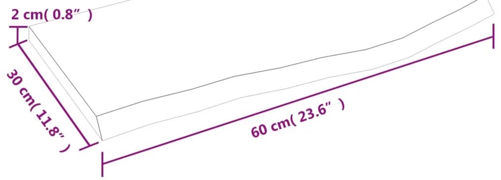 vidaXL Πάγκος Μπάνιου Σκούρο Καφέ 60x30x2 εκ. Επεξ. Μασίφ Ξύλο