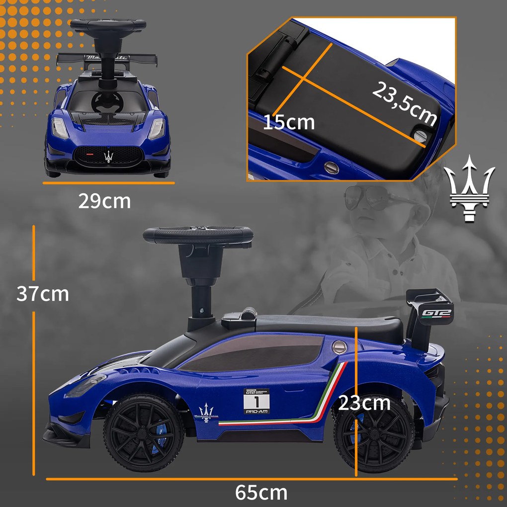 AIYAPLAY Αυτοκίνητο-Πατίνι, Άδεια Οχήματος, διαδραστικά κουμπιά κόρνας και μουσικής, πλαστικό και ατσάλι, μπλε, 65 x 29 x 37 εκ.