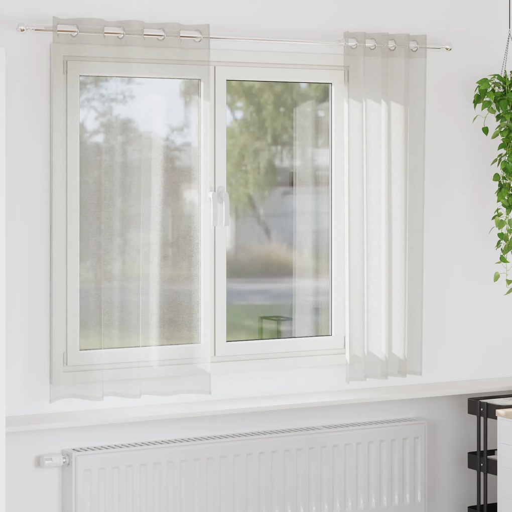 vidaXL Κουρτίνες με κουρτίνες 2 pcs Κρεμ 140 x 175 εκ. Πολυεστέρας