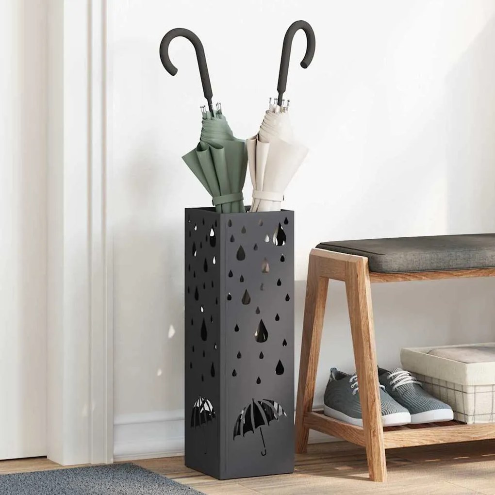 Σχέδιο & βάση αποθήκευσης Μαύρο 15,5 x 15,5 x 49 εκ Μέταλλο