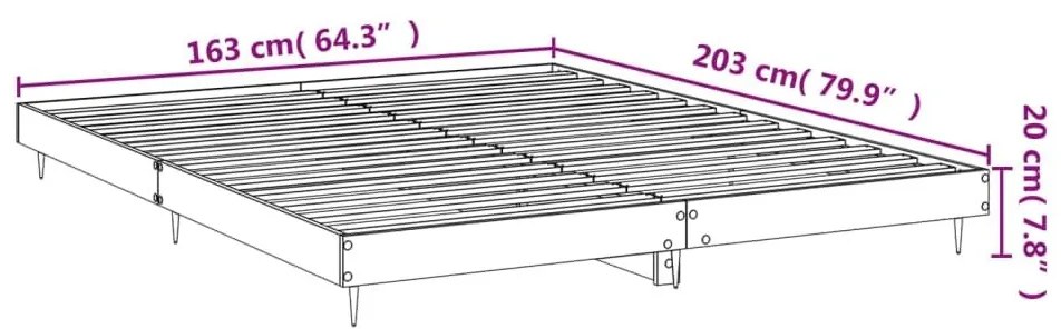 Πλαίσιο κρεβατιού χωρίς στρώμα Καφέ Δρυς Κατασκευασμένο ξύλο - Καφέ