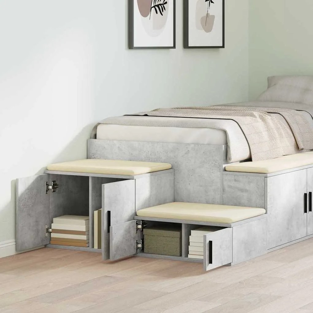 vidaXL Ντουλάπι αποθήκευσης 2 pcs Σκυρόδεμα Γκρι 127 x 41 x 40 εκ