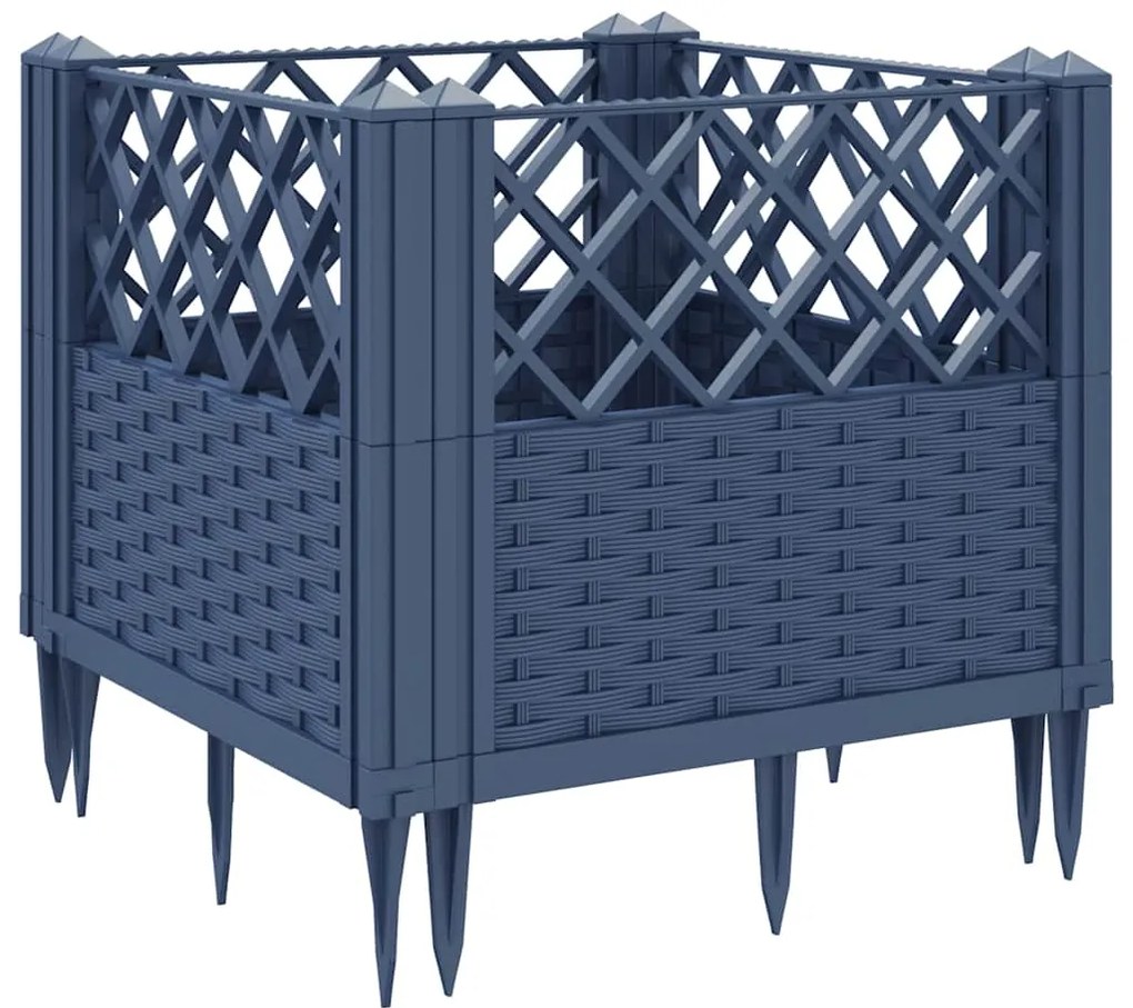 vidaXL Ζαρντινιέρα με Πασσάλους Μπλε Γκρι 43,5x43,5x43,5 εκ. Πολυπροπυλένιο