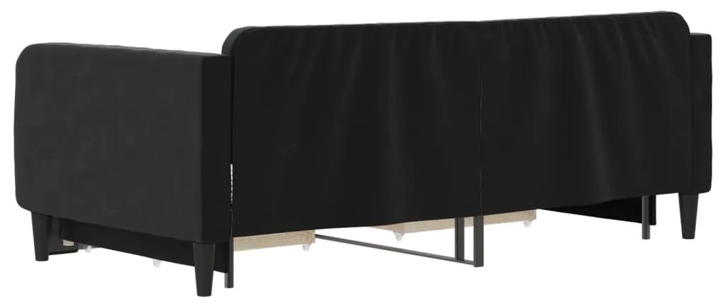 vidaXL Καναπές Κρεβάτι Συρόμενος Μαύρο 90x190 εκ. Βελούδο &amp; Συρτάρια