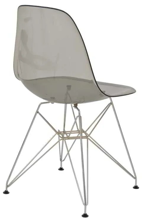 Καρέκλα Adelle pakoworld PP διάφανο γκρι-inox πόδι 46x55x81εκ