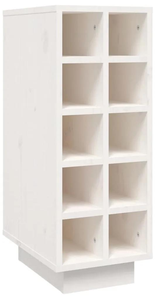 Κάβα Κρασιών Λευκή 23 x 34 x 61 εκ. από Μασίφ Ξύλο Πεύκου - Λευκό