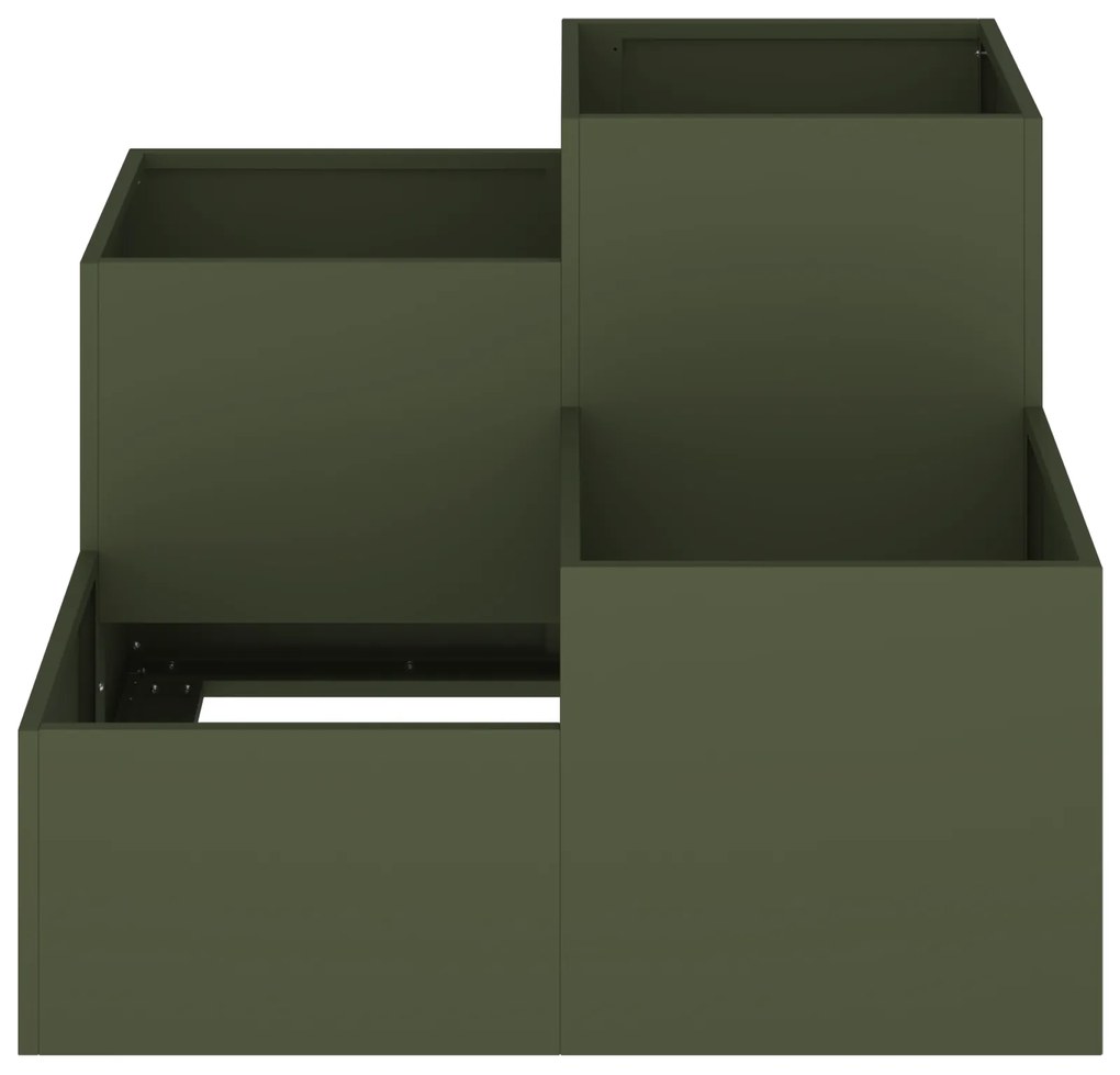 vidaXL Κηπουρική Γλάστρα 80x80x60 εκ. Πράσινος Ελαιόδεντρο Ατσάλι