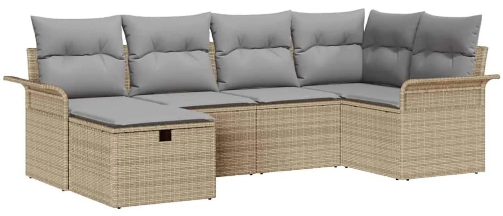 vidaXL Σετ Καναπέ Κήπου με μαξιλάρι 6 pcs μπεζ και ανοιχτό γκρι
