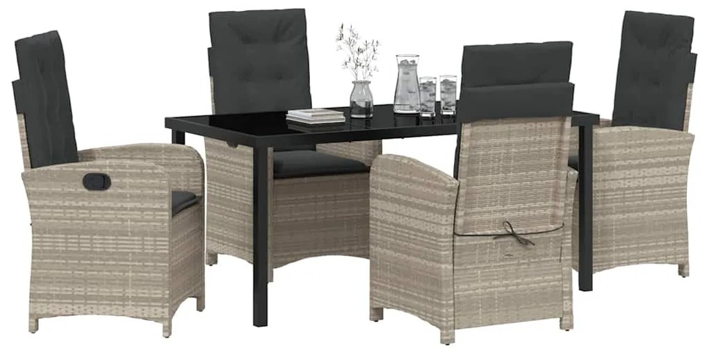 vidaXL Σέτ φαγητού για κήπο 5 pcs Ανοιχτό γκρι συνθετικό ρατάν