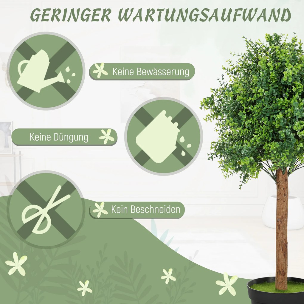 HOMCOM Τεχνητό Δέντρο Μπουσκέτου 90cm Τεχνητό Φυτό, Πλαστικό Τεχνητό Φυτό σε Γλάστρα για Σαλόνι