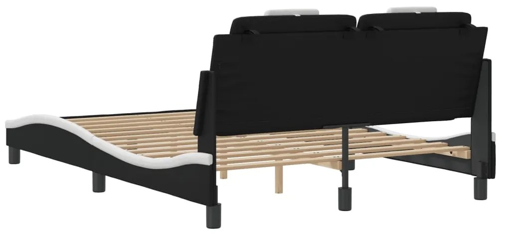 vidaXL Σκελετός Κρεβατιού Viana Χωρίς Στρώμα Μαύρο/Λευκό 140x190εκ.Συνθ. Δέρμα